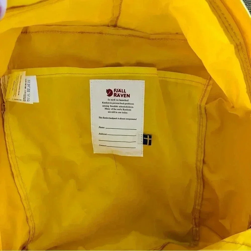 Unisex Fjallraven Kanken Yellow Backpack W Llama Patch